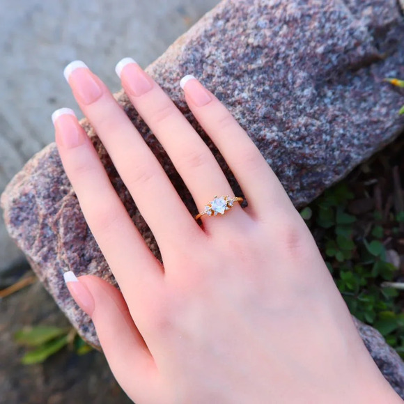 Noble Square Flower Gold Plated Princess Ring for Women, UNVCM074-6 - Picture 5 of 8